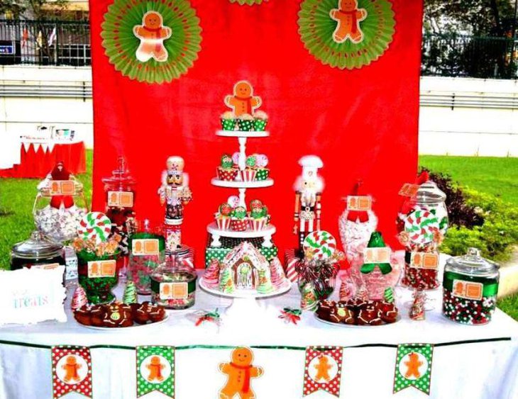 Beautiful Christmas dessert table decor with nutcracker theme