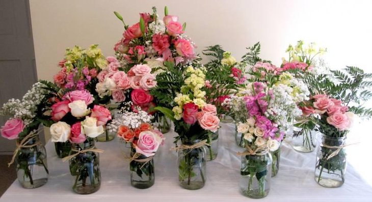 Beautiful Flowers In Mason Jars For Baby Shower