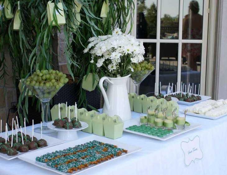 Beautiful Green Themed Dessert Table