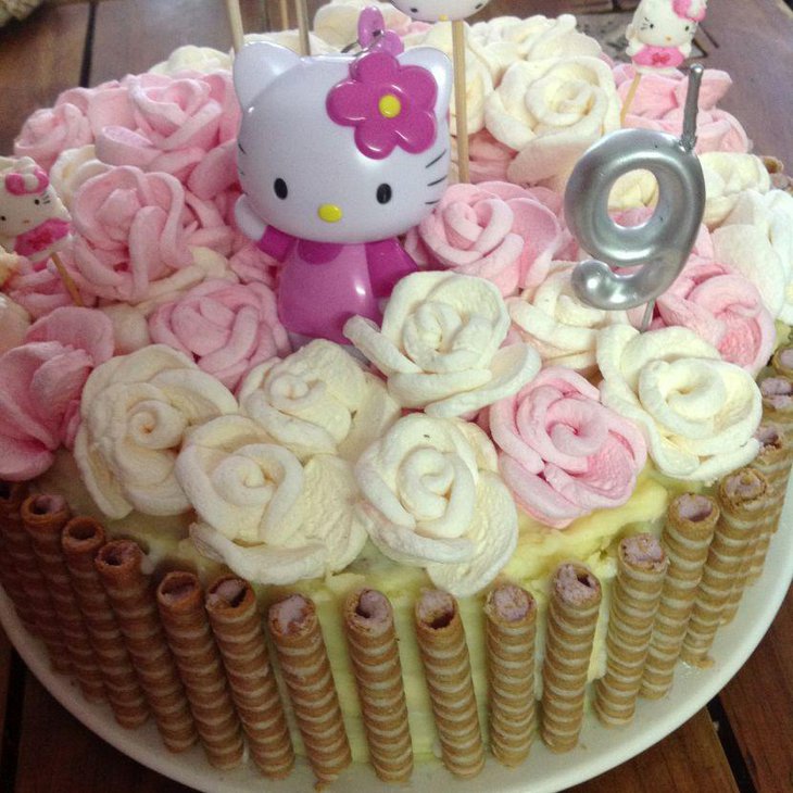 Beautiful Hello Kitty Rose Cake For Birthday Party