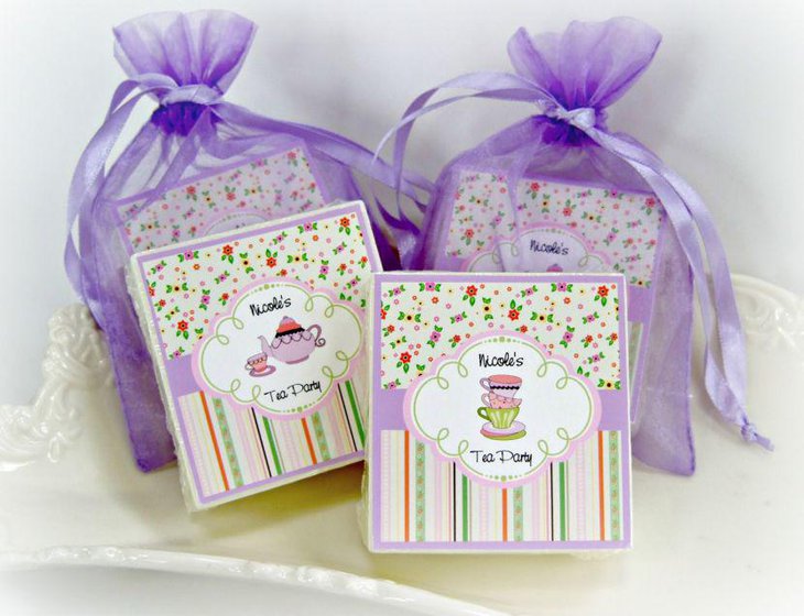 Beautiful tea party soap favors