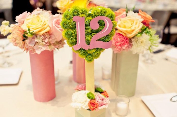 Beautiful wedding table number decor