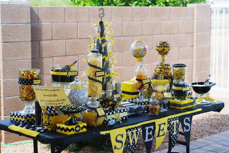 Black and Yellow Bee Themed Candy Table