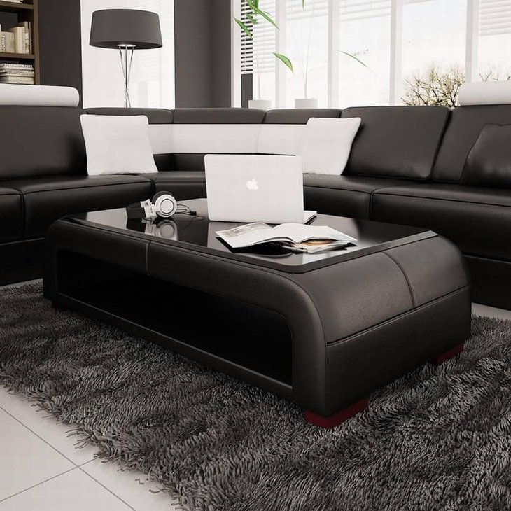 Black Leather Coffee Table