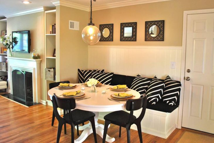 Breakfast Nook White Gloss Round Wooden Table