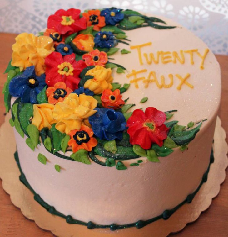 Bright Buttercream Flowers Birthday Cake