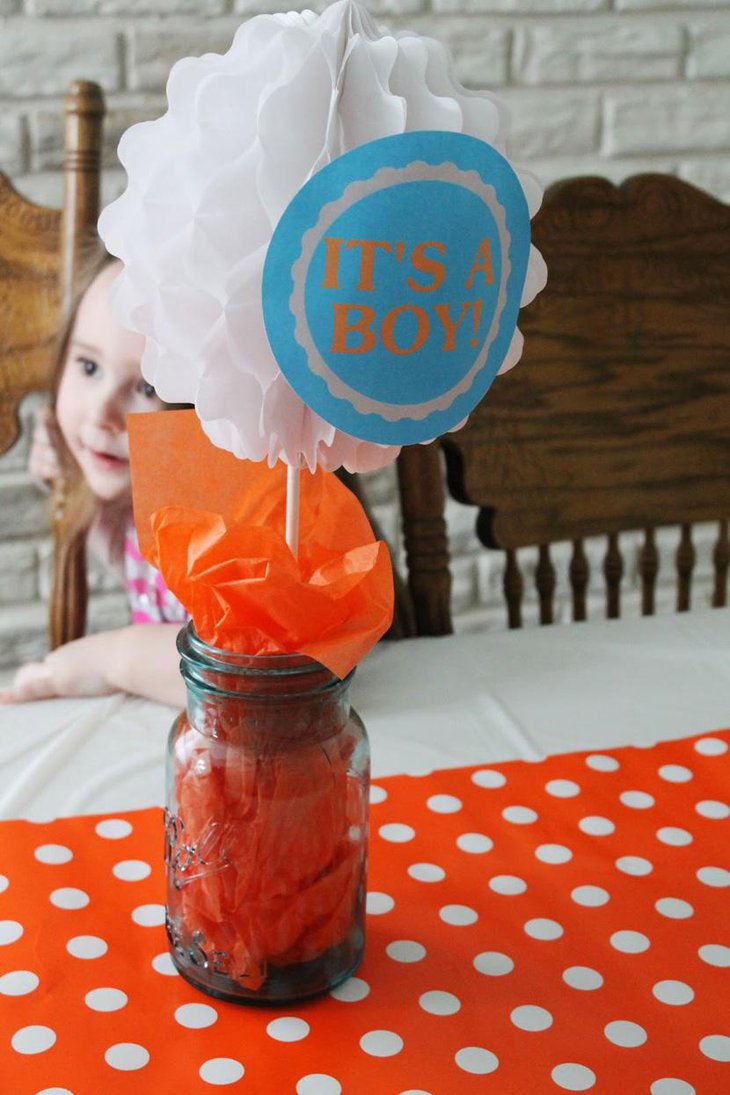 Bright Orange Colored Polka Dot Table Runner