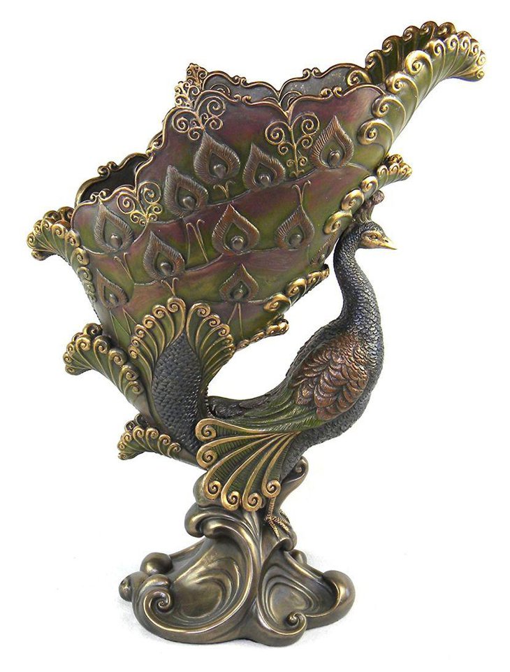 Bronze finish peacock decorative bowl centerpiece