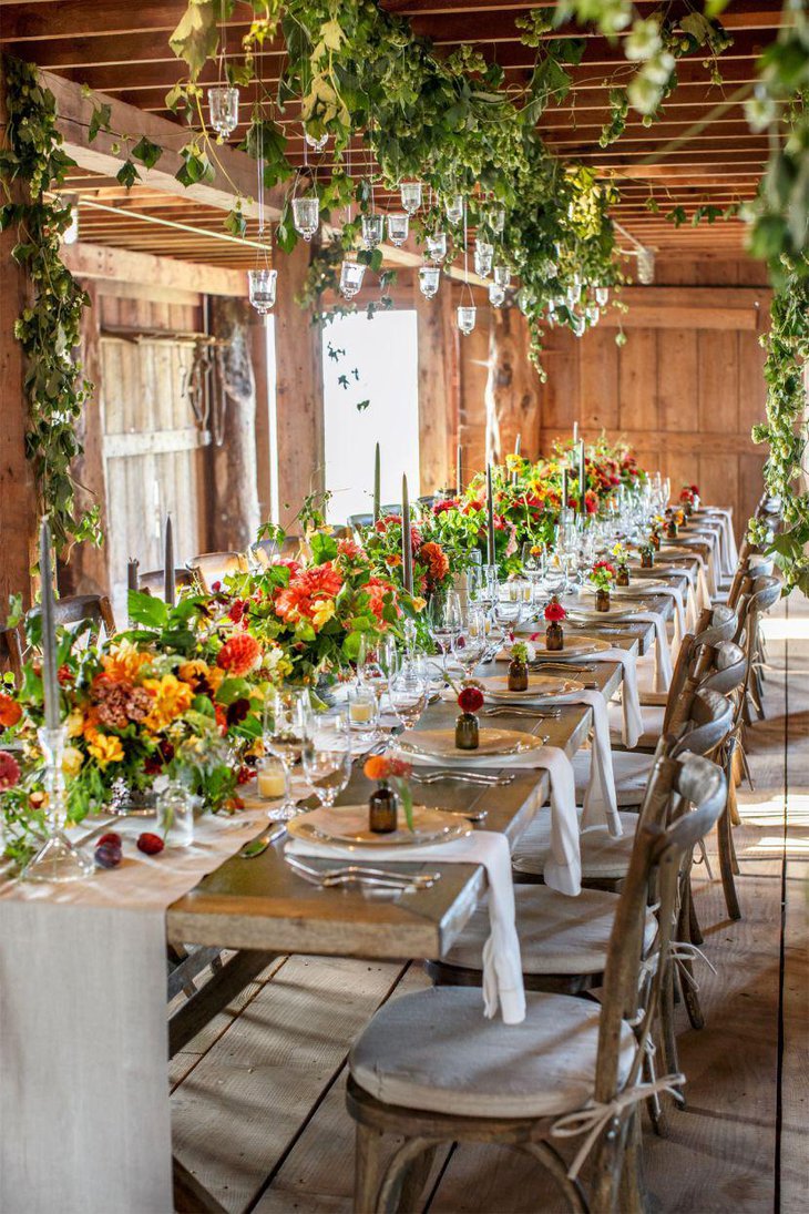 Cheerful flower arrangement for dinner table
