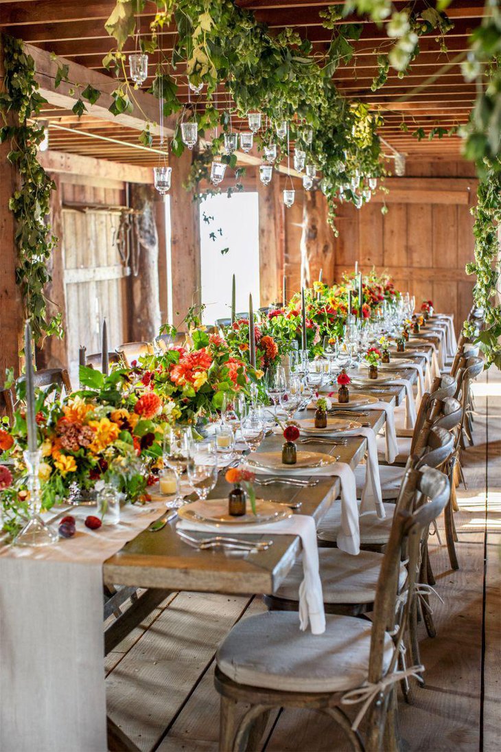 Cheerful flower arrangement for dinner table