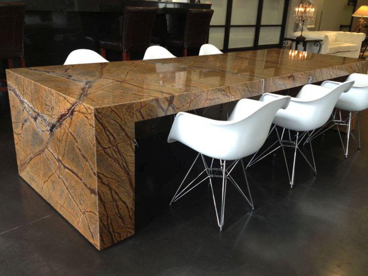 Chic granite dining table in rectangular design