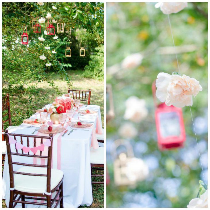 Chic romantic garden bridal shower table