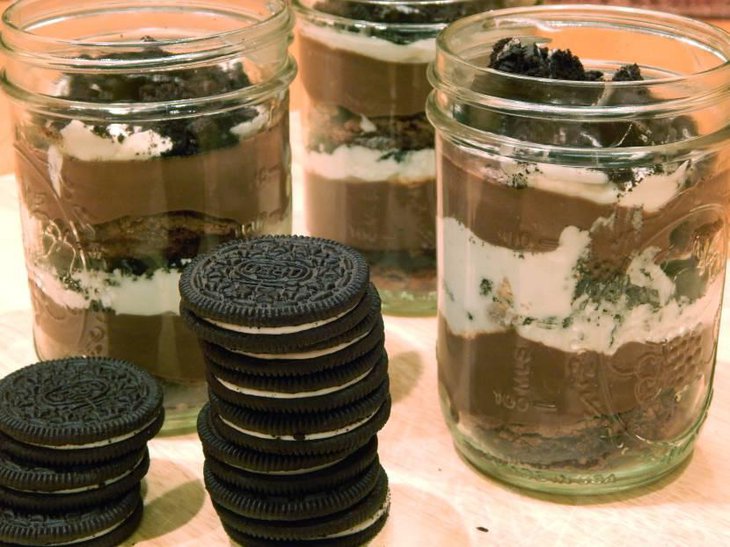 Chocolate Brownie Trifle in Mason Jars