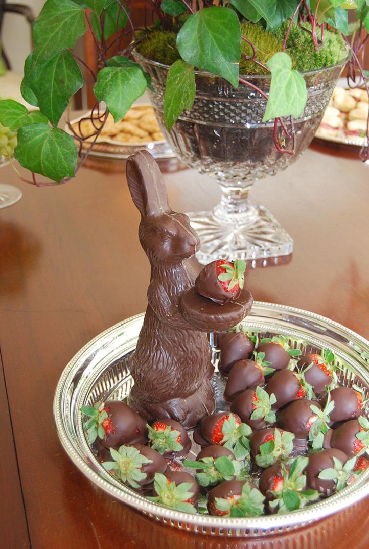 Chocolate Bunny with Strawberries Easter Centerpiece