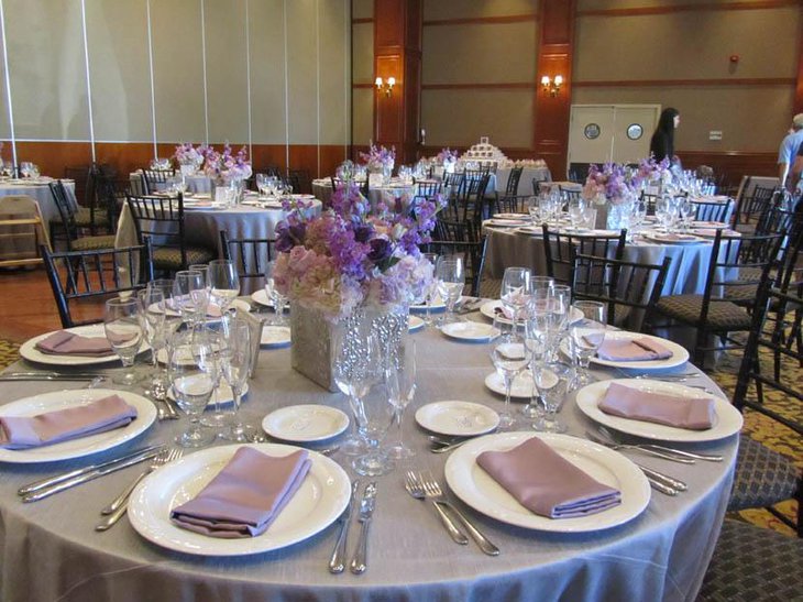 Classy Lavendar Bridal Shower Table Setup