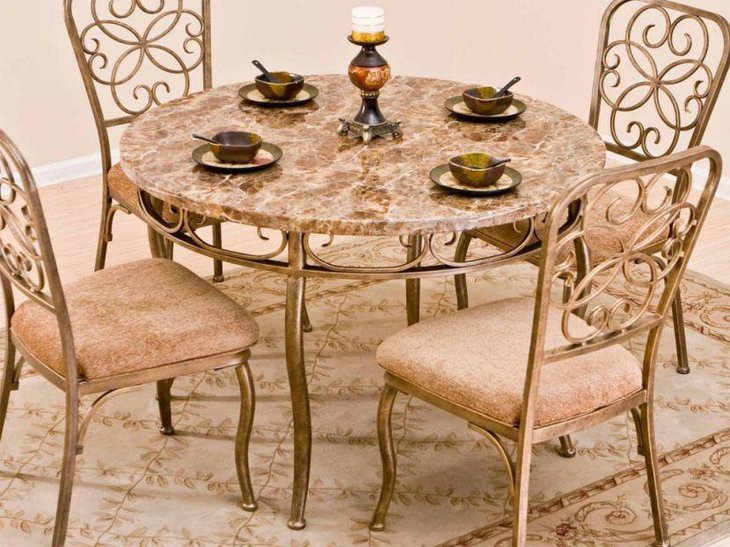 Classy round granite dining table design