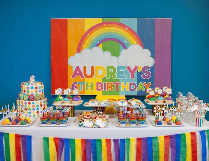 Colorful Rainbow Birthday Dessert Table