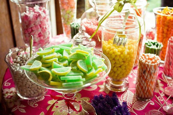 Colourful DIY wedding candy table