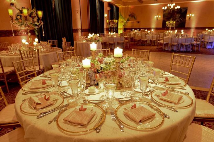Creative Wedding Table Staples with white candles and wine glasses
