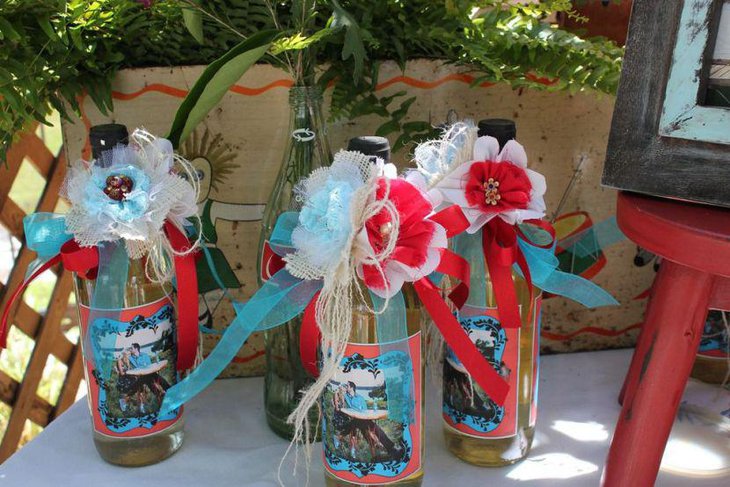 Cute Baby Shower Wine Bottle Centerpiece