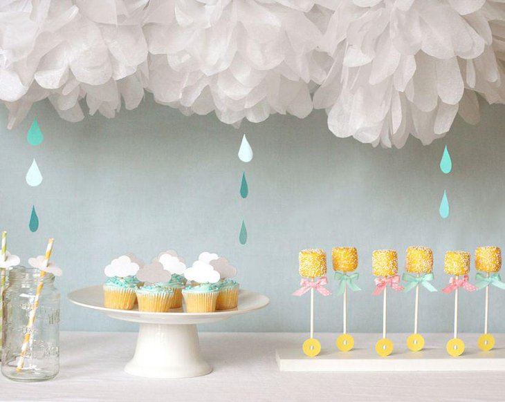 Cute boy baby shower raindrop decorations