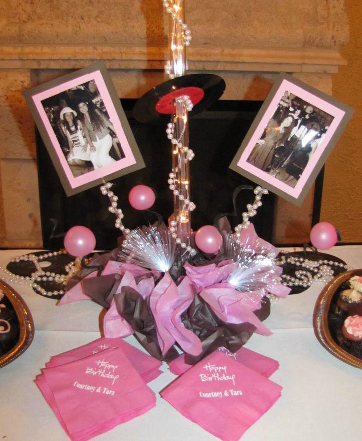 Cute DIY sweet 16 birthday table centerpiece