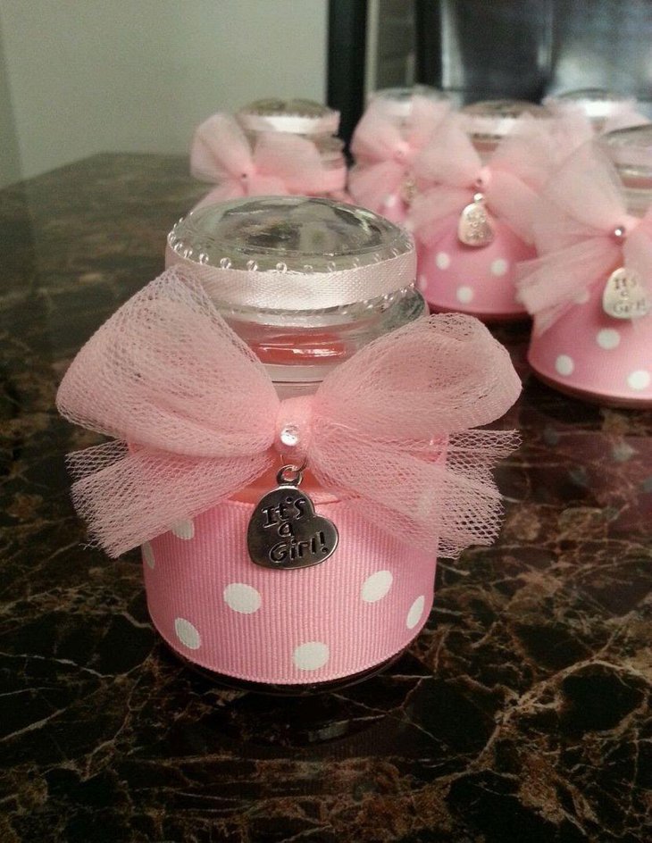 Cute favor jars for princess baby shower