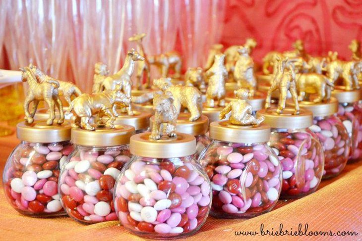 Cute golden animal themed girl baby shower decor