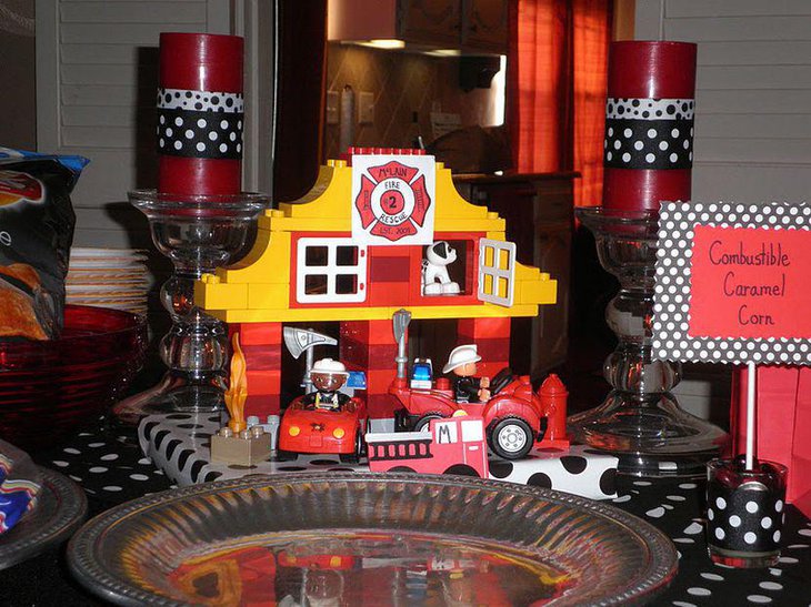 Cute Lego firestation as the centerpiece