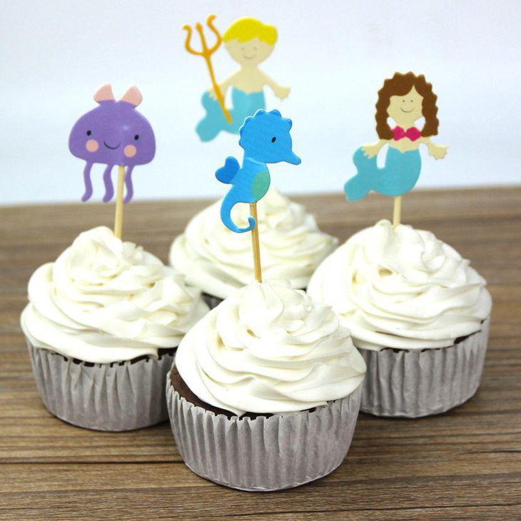 Cute mermaid baby shower cupcake favors