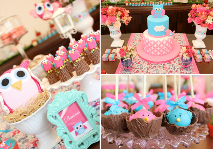 Cute Owl Birthday Dessert Table Decor