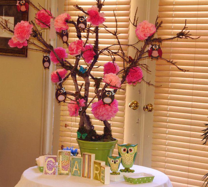 Cute owl wishing tree centerpiece