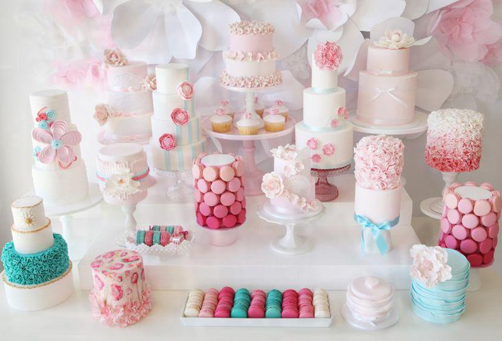 Cute pastel themed European dessert buffet