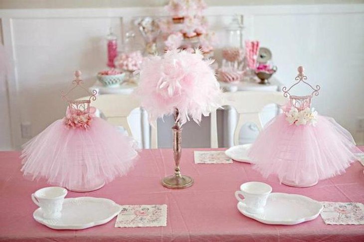 Cute pink tutu themed girl baby shower decoration idea