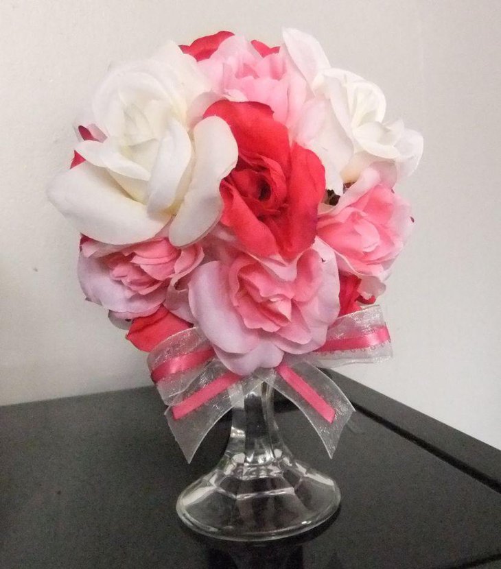 Cute Pomander flower ball Valentines centerpiece