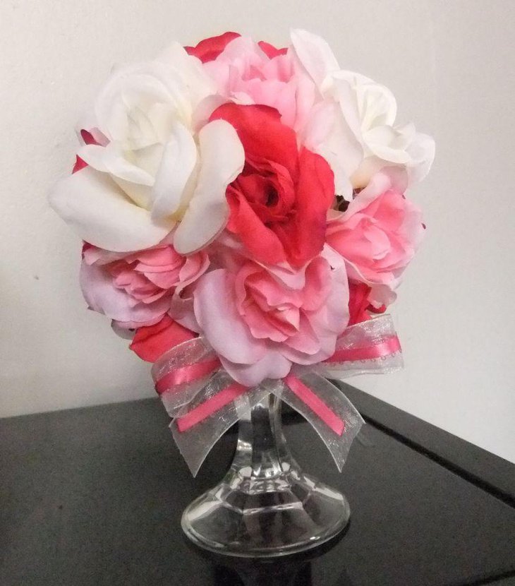 Cute Pomander flower ball Valentines centerpiece