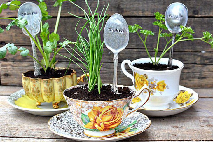 Cute tea pot herb planter favors