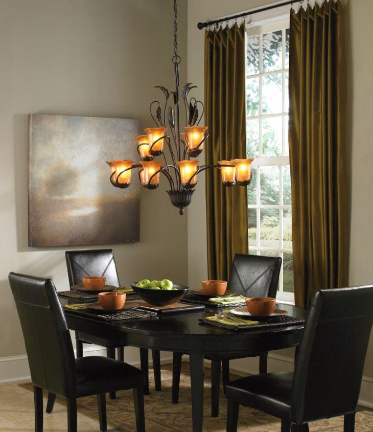 Dark breakfast table decor with a black fruit bowl