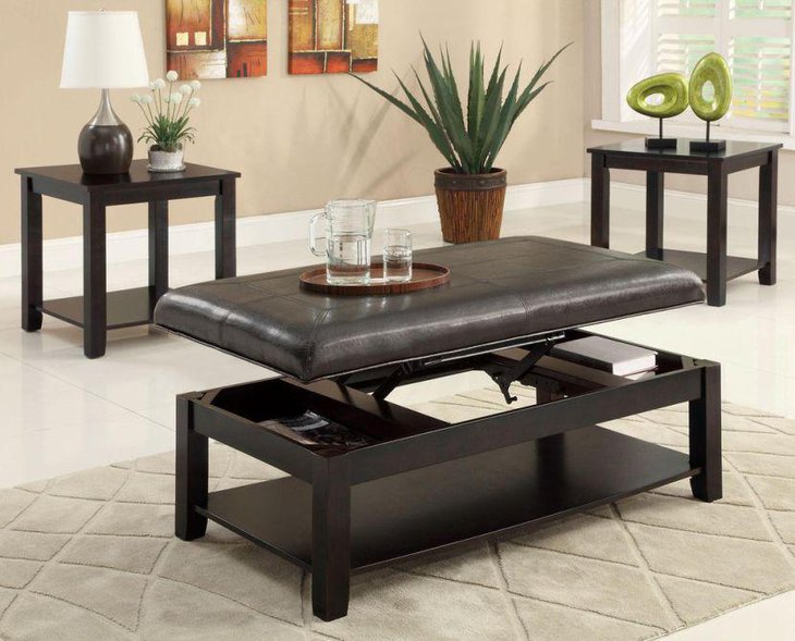 Dark cherry lift top coffee table