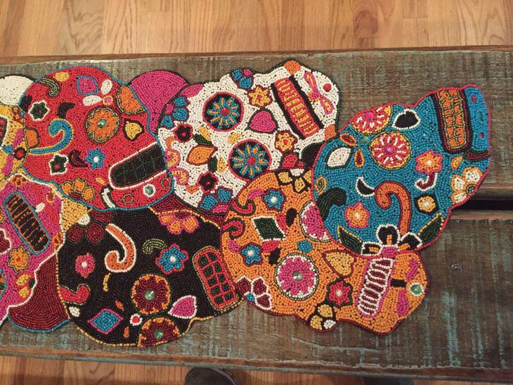 Day of the Dead sugar skull table runner