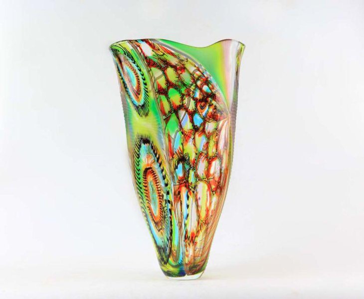 Decorative peacock vase centerpiece