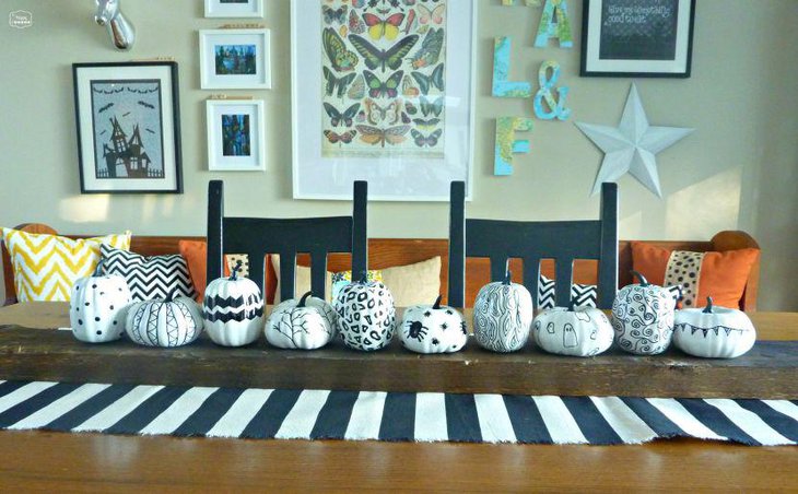 DIY black and white striped table runner