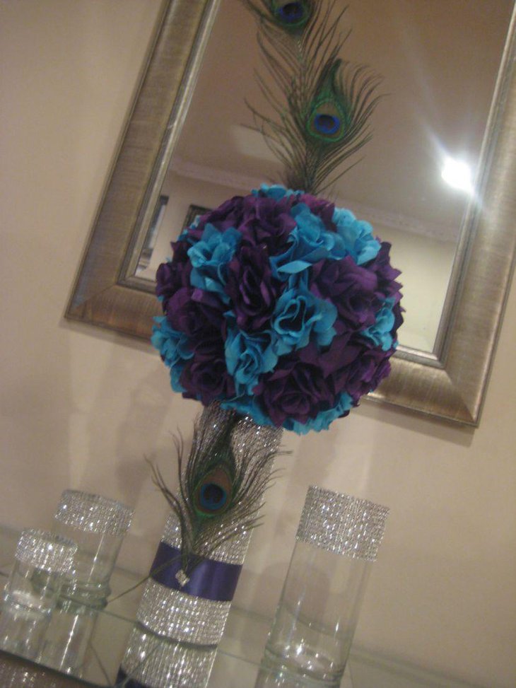 DIY bling peacock centerpiece