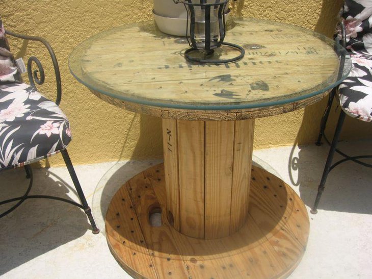 DIY cable spool coffee table