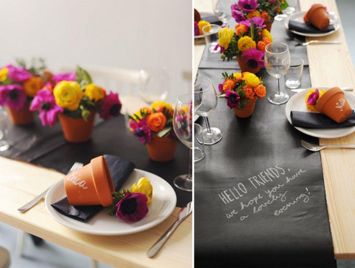 DIY chalkboard table runner