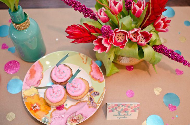DIY confetti themed bridal shower dessert table