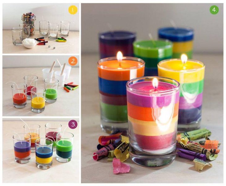 DIY Crayon Candle Decor for Birthday Table