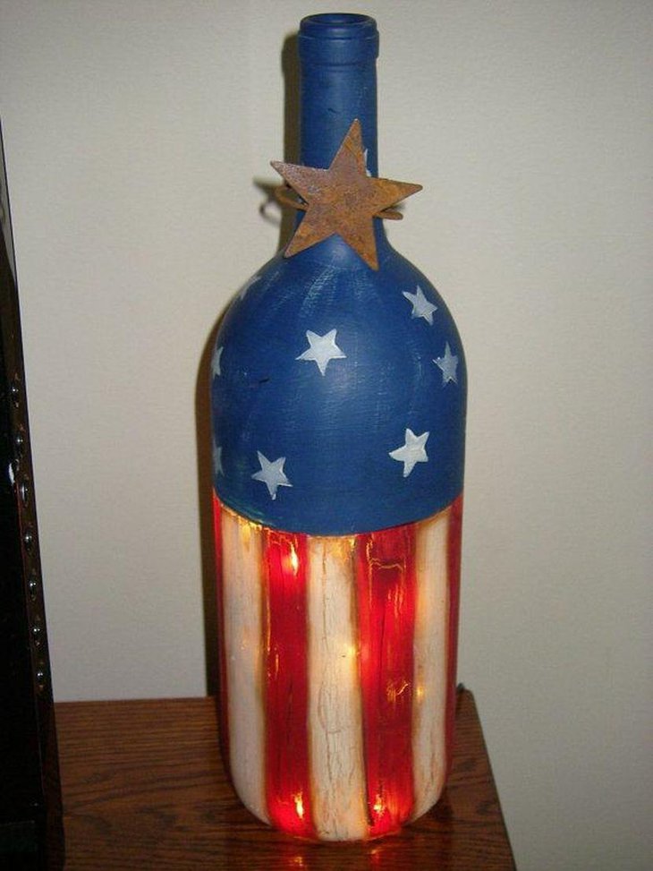 DIY Hand Painted Lighted Wine Bottle Centerpiece