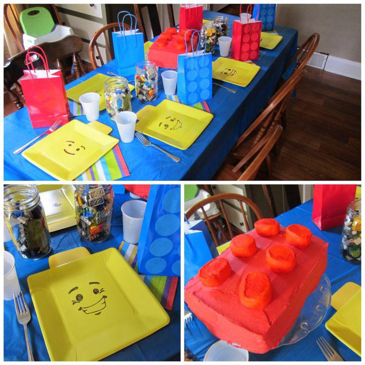 DIY Lego birthday table decorations