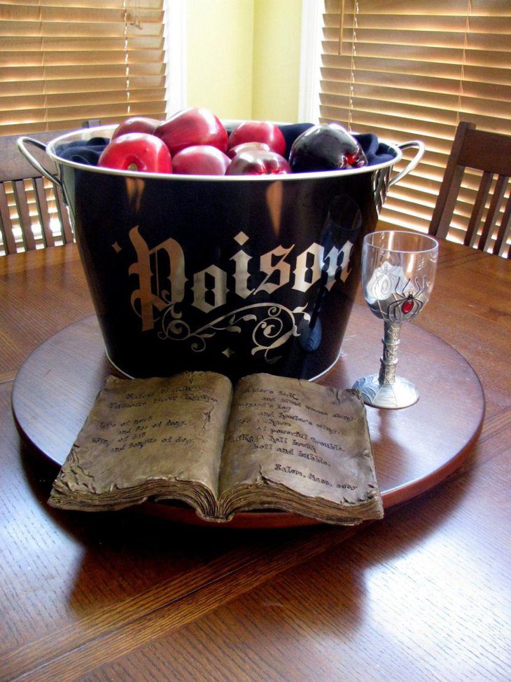 DIY poison apple Halloween centerpiece